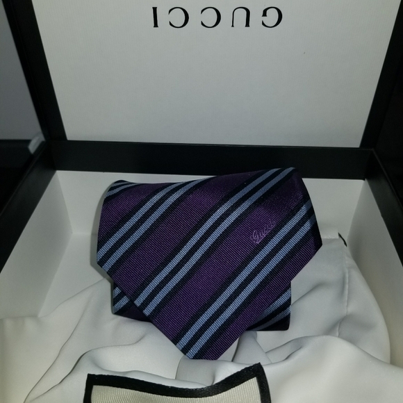 Gucci Purple Striped Tie - Picture 2 of 5